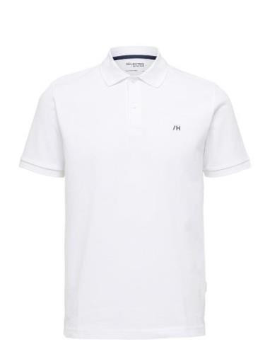 Slhdante Ss Polo Noos Tops Polos Short-sleeved White Selected Homme