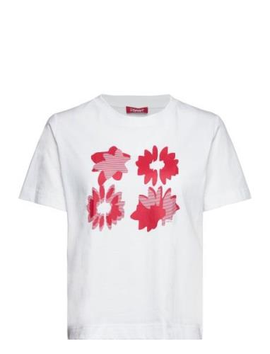 T-Shirts Tops T-shirts & Tops Short-sleeved White Esprit Casual