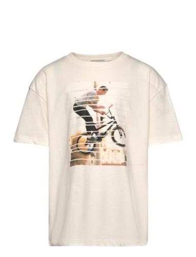 Over Printed T-Shirt Tops T-shirts Short-sleeved Cream Tom Tailor