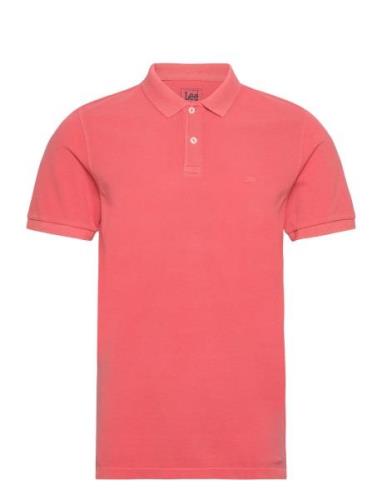 Garment Dye Polo Tops Polos Short-sleeved Pink Lee Jeans