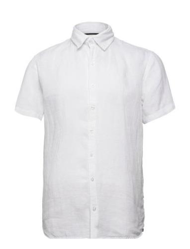 Linen Shirt Short Sleeve Tops Shirts Short-sleeved White Sebago