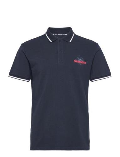 Compass Polo Pique Tops Polos Short-sleeved Navy Sebago