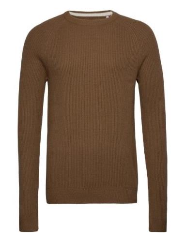 Jjpannel Knit Crew Neck Aw23 Tops Knitwear Round Necks Brown Jack & J ...