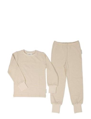 Two Pcs Pyjamas Classic Pyjamas Sett Beige Geggamoja