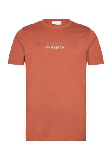 Copenhagen Print Tee S/S Tops T-shirts Short-sleeved Orange Lindbergh