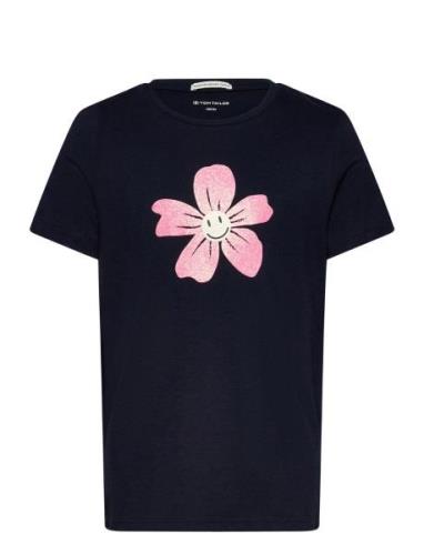 Printed T-Shirt Tops T-shirts Short-sleeved Navy Tom Tailor