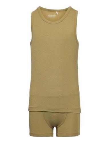 Underwear Set Boy Undertøysett Khaki Green Minymo