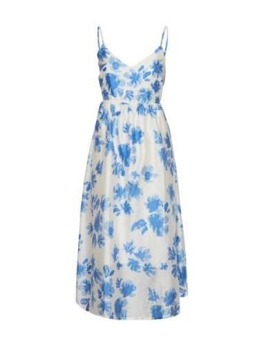 Mschberdina Romina Strap Dress Aop Knelang Kjole Blue MSCH Copenhagen