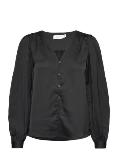 Viellette V-Neck L/S Shirt/Su - Tops Blouses Long-sleeved Black Vila