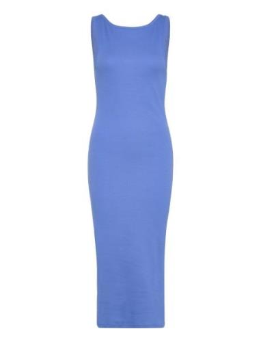 Mschdidina Rasmia Sl Dress Knelang Kjole Blue MSCH Copenhagen