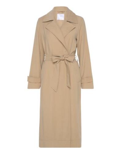 Flowy Lapel Trench Trench Coat Kåpe Beige Mango