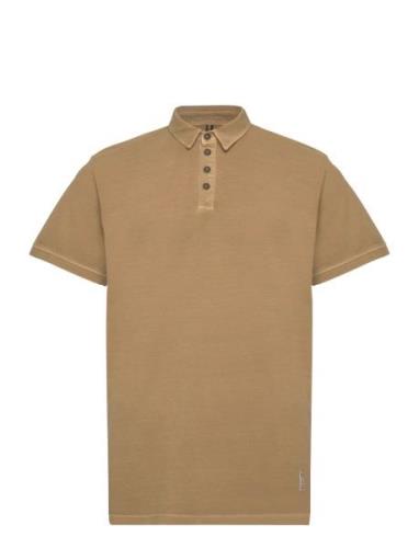 Landon Cotton Pique Polo Ss Tops Polos Short-sleeved Khaki Green Fat M...