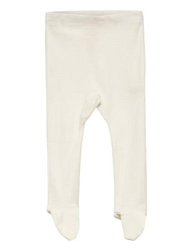 Baby Rib Tights W. Feet Bottoms Trousers Cream Copenhagen Colors