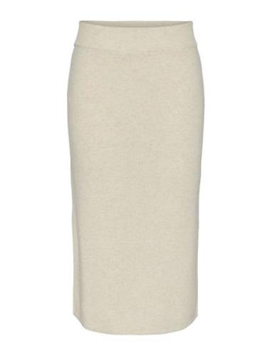 Yasassi Hw Midi Knit Skirt S. Noos Knelangt Skjørt White YAS