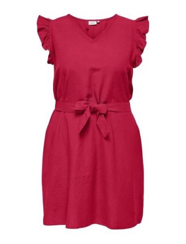 Carjupiter Life S/L Frill Abk Dress Wvn Kort Kjole Red ONLY Carmakoma