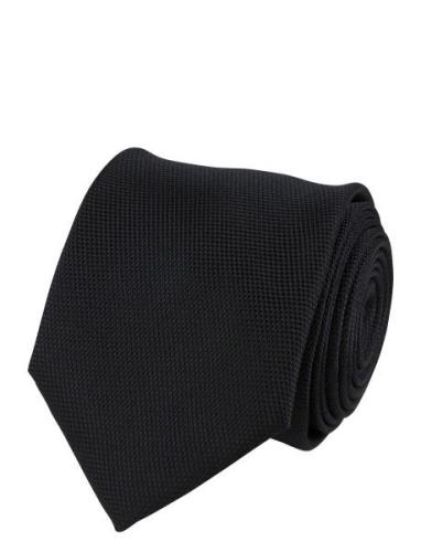 Polyester Tie Solid Slips Black Portia 1924