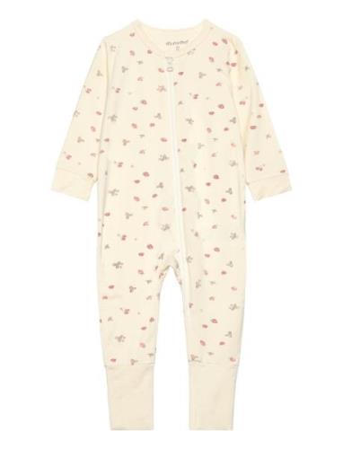 Nightsuit Ls Pyjamas Sie Jumpsuit Cream Minymo