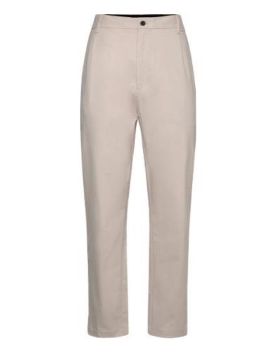 Modern Twill Tapered Pleat Bottoms Trousers Chinos Beige Calvin Klein