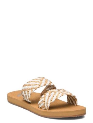 Porto Slide Ii Flate Sandaler Beige Roxy