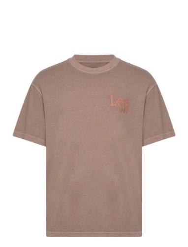 Loose Logo Tee Tops T-shirts Short-sleeved Brown Lee Jeans