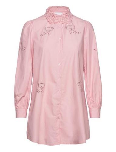 Lucille Long Shirt Cotton Tops Shirts Long-sleeved Pink Noella