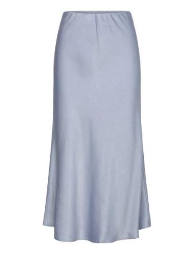 Carry Sateen Skirt Knelangt Skjørt Blue A-View