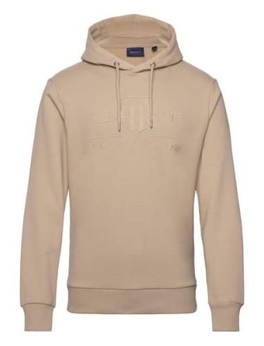 Reg Tonal Shield Hoodie Tops Sweat-shirts & Hoodies Hoodies Beige GANT