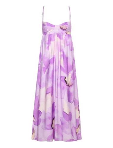 Lenora Printed Midi Dress Maxikjole Festkjole Purple Bardot