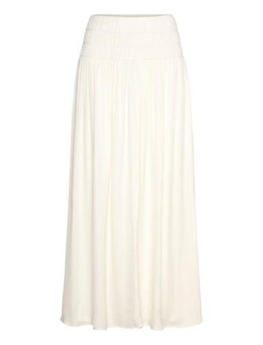 Gathered Maxi Skirt Langt Skjørt Cream Gina Tricot