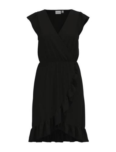 Vimo Y S/S Wrap Flounce Dress /1/Ka Kort Kjole Black Vila