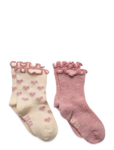 Socks W. Lettuce Hem Sokker Strømper Pink Minymo