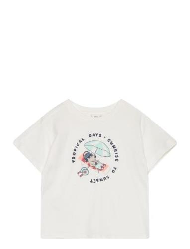 Snoopy Printed T-Shirt Tops T-shirts Short-sleeved White Mango