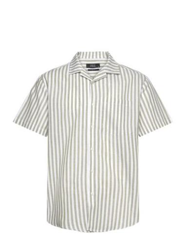 Giles Bowling Striped Shirt S/S Tops Shirts Short-sleeved Green Clean ...