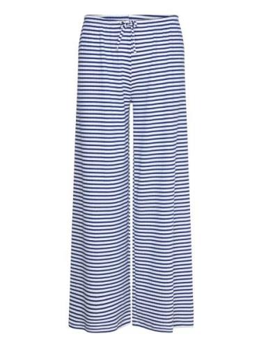 Striped Soft Trousers Bottoms Trousers Wide Leg Blue Gina Tricot