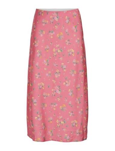 Vilouis Midi Skirt Knelangt Skjørt Pink Vila