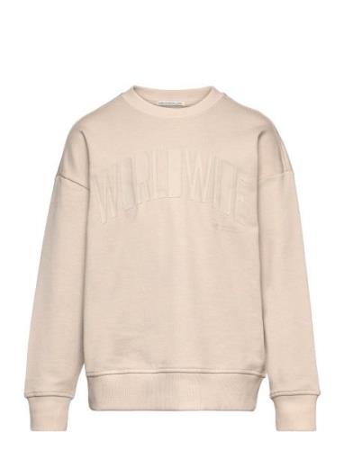 Over Printed Sweatshirt Tops Sweat-shirts & Hoodies Sweat-shirts Beige...