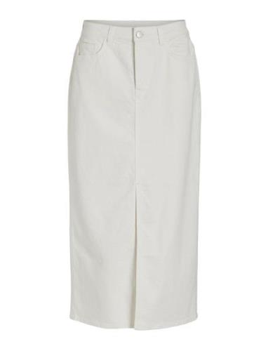 Vipia New Midi Denim Skirt Jaf White/Ln Knelangt Skjørt White Vila