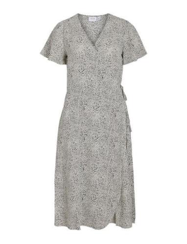 Vilovie S/S Wrap Midi Dress/Su - Noos Knelang Kjole Beige Vila