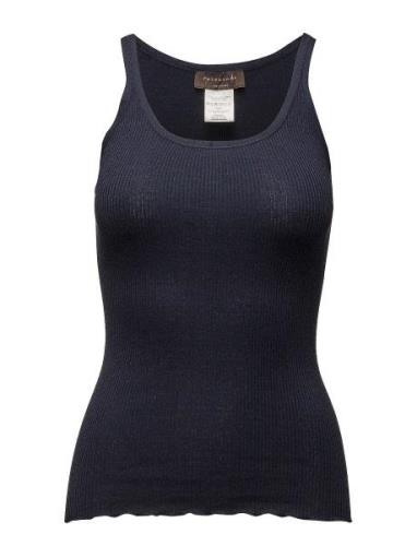 Silk Top W/ Elastic Band Tops T-shirts & Tops Sleeveless Navy Rosemund...