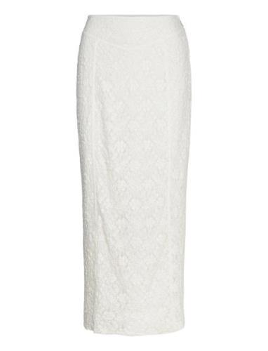 Lace Maxi Skirt Knelangt Skjørt White ROTATE Birger Christensen