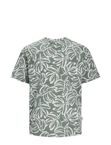 Jorlafayette Aop Tee Ss Crew Neck Ln Tops T-shirts Short-sleeved Khaki...