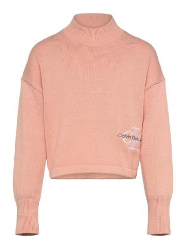 Monogram Off Placed Sweater Tops Knitwear Pullovers Pink Calvin Klein