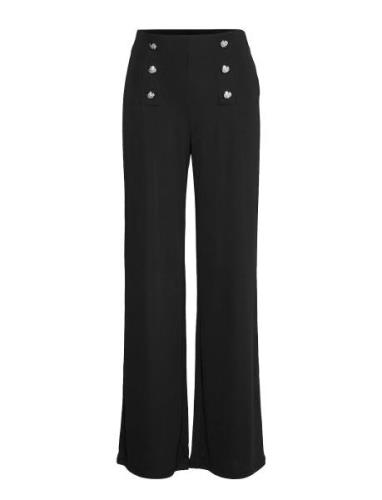 Stretch Jersey Wide-Leg Pant Bottoms Trousers Straight Leg Black Laure...