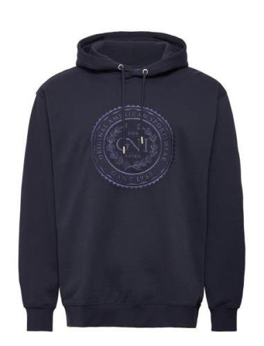 D2. Monogram Sweat Hoodie Tops Sweat-shirts & Hoodies Hoodies Navy GAN...