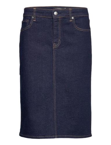 Denim Skirt Knelangt Skjørt Blue Lauren Ralph Lauren