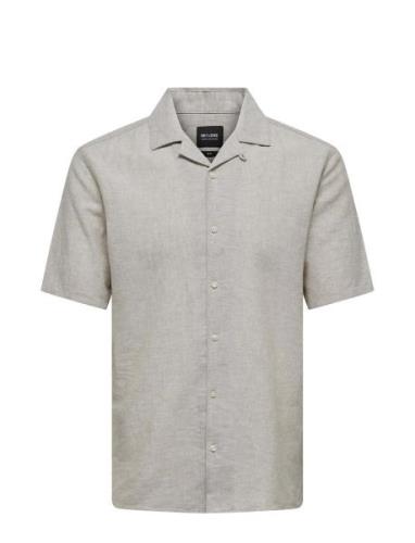 Onscaiden Ss Solid Resort Linen Shirt Tops Shirts Short-sleeved Grey O...