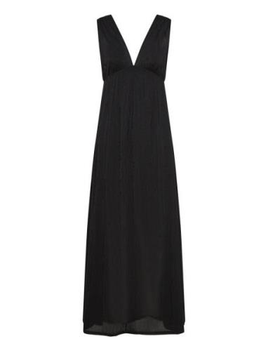 Deep V Maxi Dress Maxikjole Festkjole Black Gina Tricot