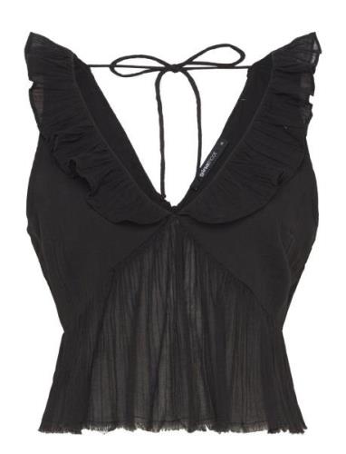 Frill Top Tops T-shirts & Tops Sleeveless Black Gina Tricot