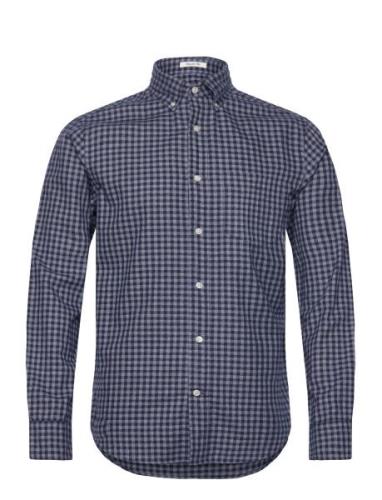 Reg Jaspe Gingham Shirt Tops Shirts Casual Navy GANT