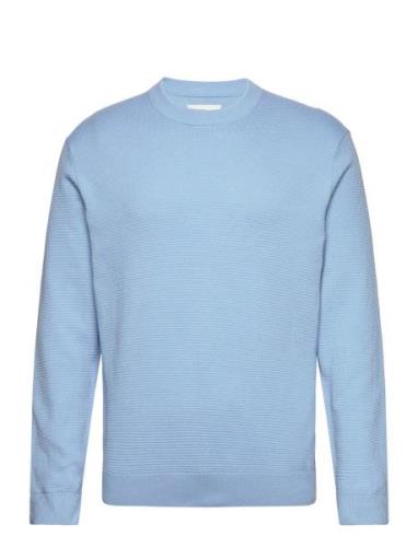 Structured Basic Knit Tops Knitwear Round Necks Blue Tom Tailor